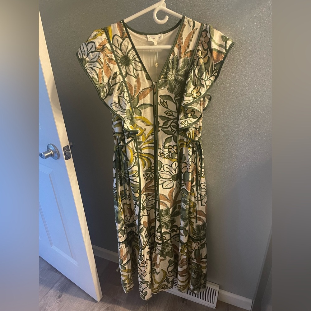 Entro Green and Yellow Floral Maxi Dress